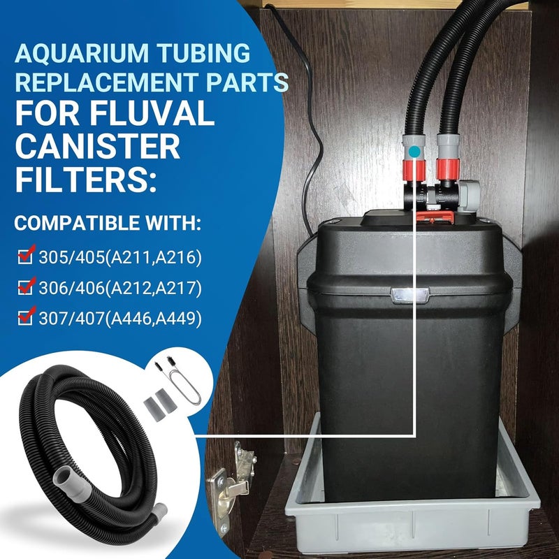 Trdzi A20015 Ribbed Hosing with A304 Rubber Adapter for Fluval - Aquarium Filter Tubing Replacement Part Compatible with Fluval 304/305/306/307/404/405/406/407 with Brush - Image 4